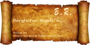 Berghofer Ramón névjegykártya